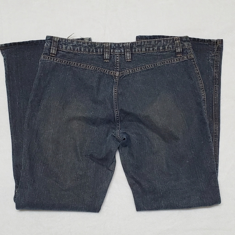 RARE Vintage Route 66 Lace-up Waist Western Dark Wash Low Rise Flare Jeans 14 - Picture 7 of 10